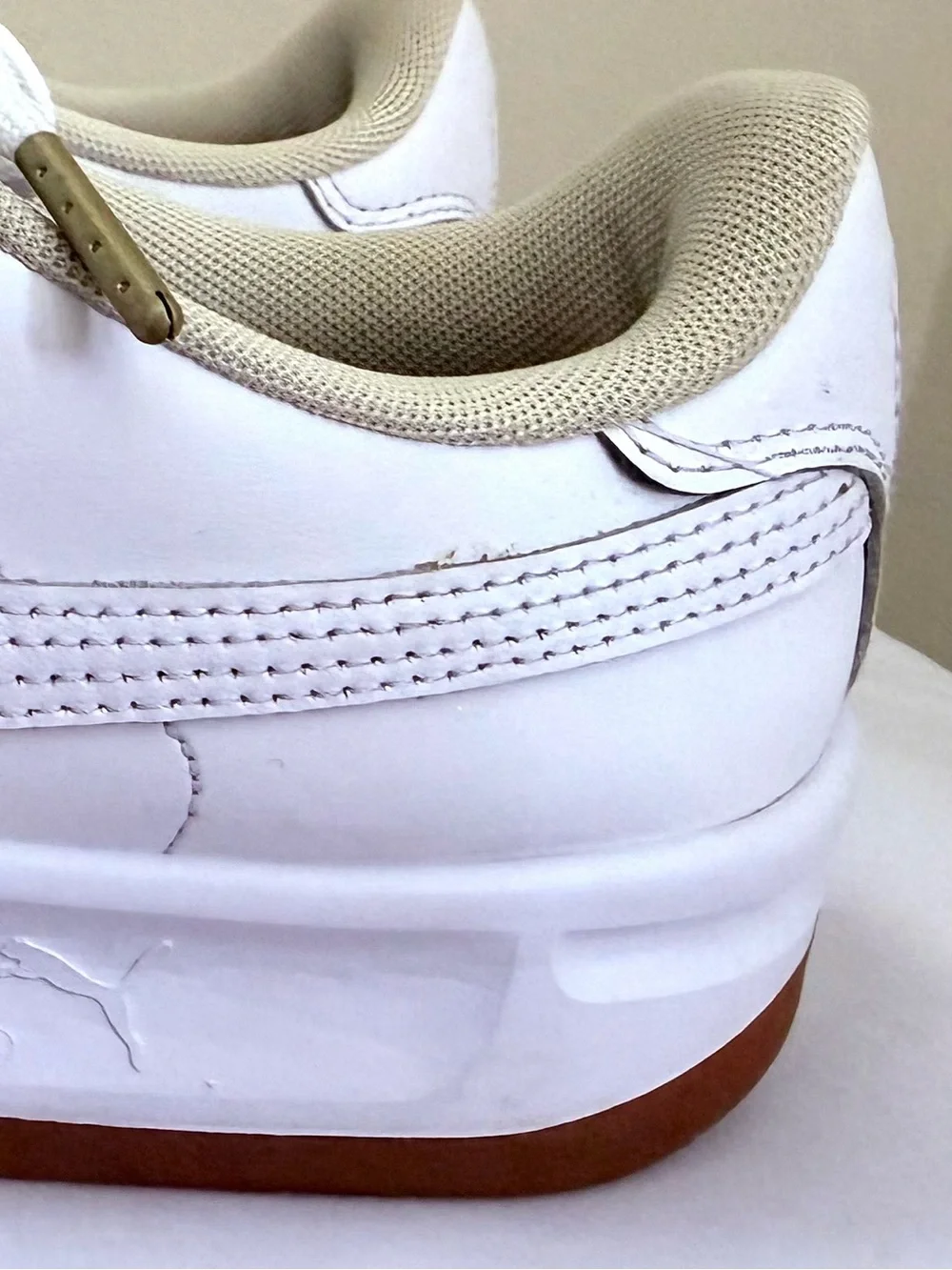 PUMA White & Cream Low Top Casual Athleisure Shoes